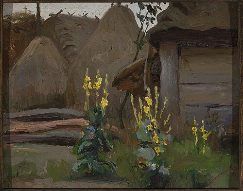 Landscape study – Mulleins in front of a cottage, 1903, Stanisław Straszkiewicz