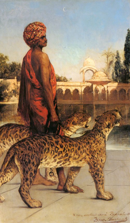 Garde du palais avec deux léopards, , Jean-Joseph Benjamin-Constant