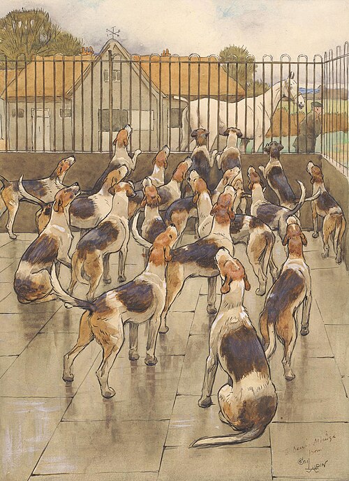 'The Hounds Began Suddenly to Howl in Chorus', , Cecil Aldin