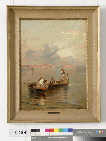 Two rowboats with Italian fishermen, 1881, Franz Richard Unterberger