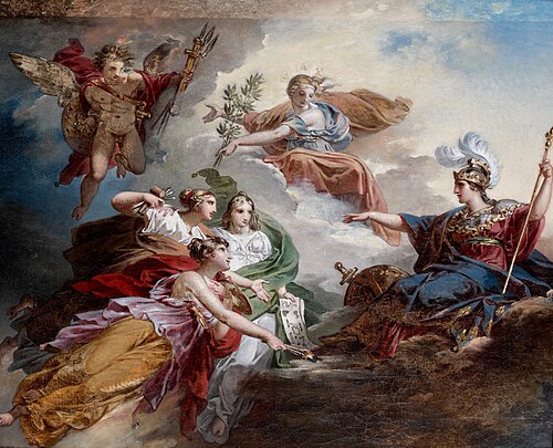 La France, sous les traits de Minerve, protégeant les Arts, 1819, Charles Meynier