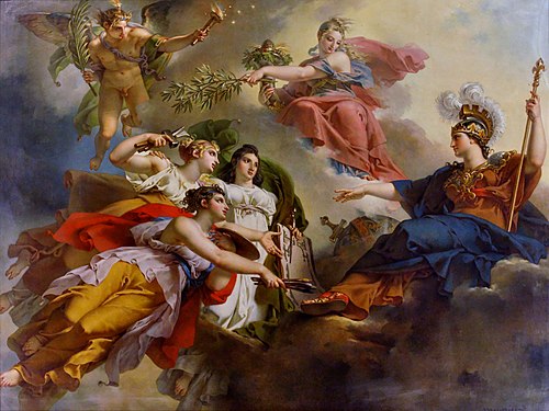 La France, sous les traits de Minerve, protégeant les Arts, 1819, Charles Meynier