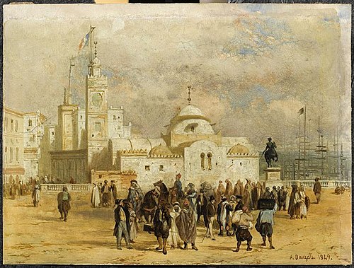 Place du Gouvernement à Alger, 1849, Adrien Dauzats