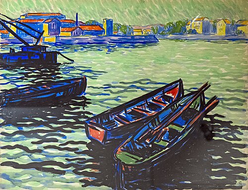 Barques au Bazacle à Toulouse, 1910, Georges Gaudion