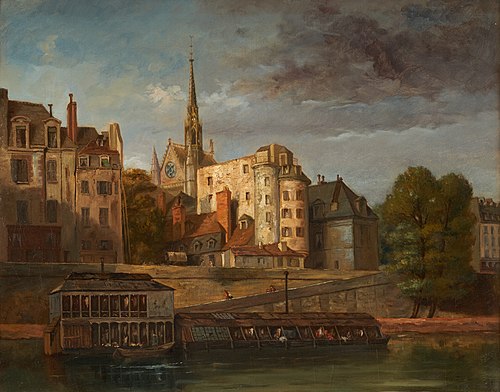 Le quai des Orfèvres, vu du quai des Grands-Augustins, vers 1860, 1860, Auguste Thiollet