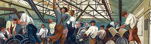 Automobile Industry (mural, Detroit, Michigan Post Office), 1941, William Gropper