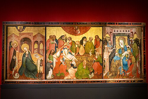 Blankenberch-Retabel (so genanntes) mit Marientod (nach Conrad von Soest), 1435, Meister des Fröndenberger Altars