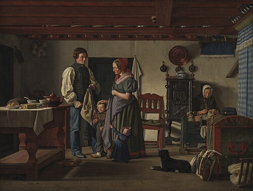 Reservesoldatens afsked med sin familie, 1849, Frederik Vermehren