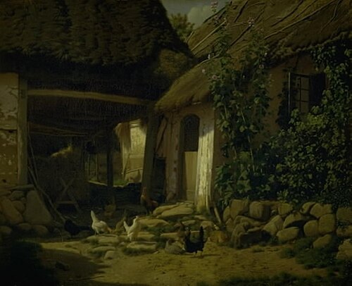 Det indvendige af en bondegård, 1865, Frederik Vermehren