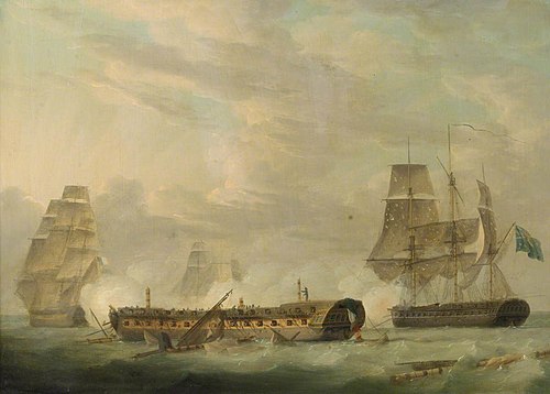 Action at sea: a French frigate completely dismasted, 1792, Robert Dodd