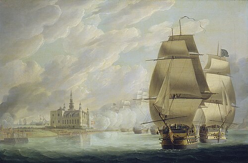 Nelson Forcing the Passage of the Sound, 30 March 1801, prior to the Battle of Copenhagen, 1808, Robert Dodd