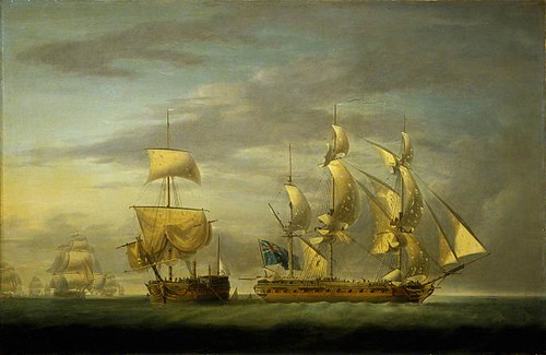 Action between the Amazone and HMS Santa Margarita - cutting the prize adrift, 30 July 1782, 1783, Robert Dodd