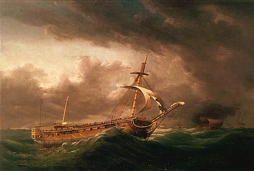 Loss of HMS 'Ramillies', September 1782: taking to the boats, 1785, Robert Dodd