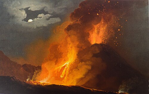Cratere del Vesuvio con l'eruzione del 1820, , Camillo De Vito