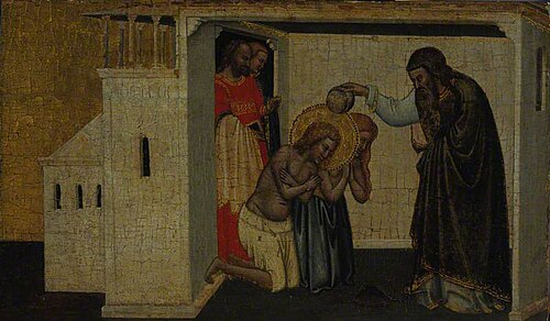 A Baptism, 1350, Master of the San Lucchese Alt
