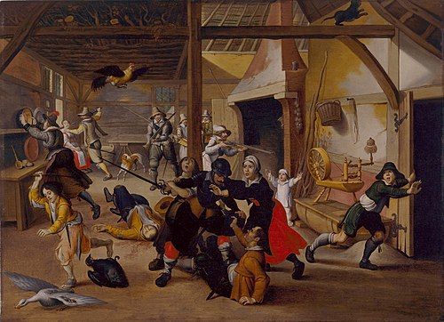 Soldiers plundering a farm, 1620, Sébastien Vrancx