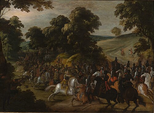 Ruitergevecht in een heuvelig landschap, , Sébastien Vrancx