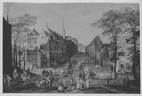 Belebte Straße in einer flämischen Stadt, 1624, Sébastien Vrancx