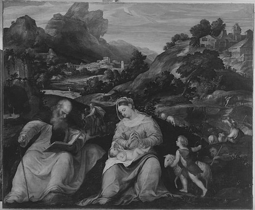 Madonna mit Kind, dem Johannesknaben und dem hl. Antonius, 1540, Giovanni Cariani