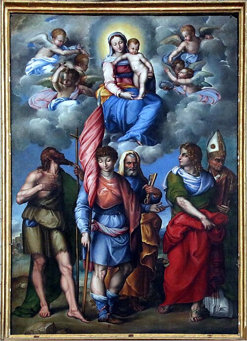 Madonna col figlio in gloria e santi, , Battista Franco