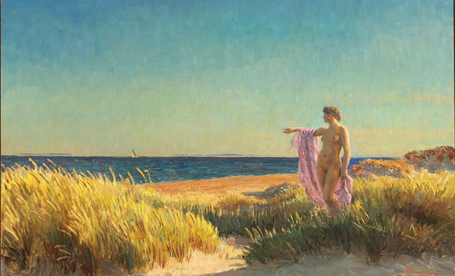 Young woman at Skagen beach., 1912, Laurits Tuxen