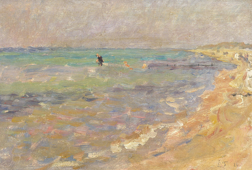 The beach at Gl. Skagen., 1914, Laurits Tuxen