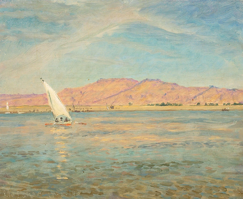 Coastal view at Luxor, Egypt., 1914, Laurits Tuxen