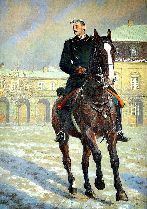 Kong Christian X til Hest. Fra Christiansborg Ridebane, 1919, Laurits Tuxen