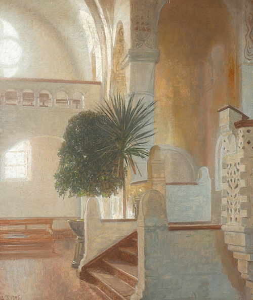 Interior from the church in Hellerup., 1905, Laurits Tuxen