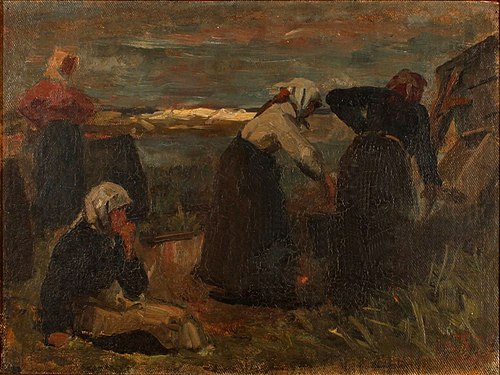 Trankogersker på stranden i bygevejr, Nymindegab, , Laurits Tuxen