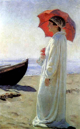 Nina på stranden, Skagen, 1915, Laurits Tuxen