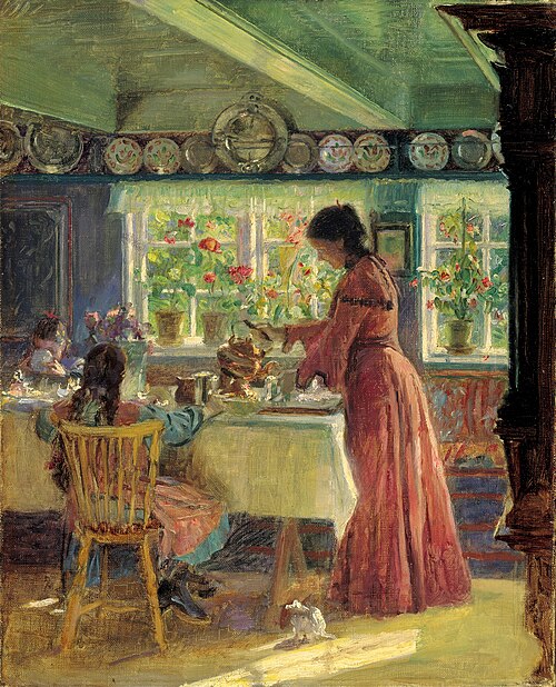 Pouring the morning coffee, 1906, Laurits Tuxen
