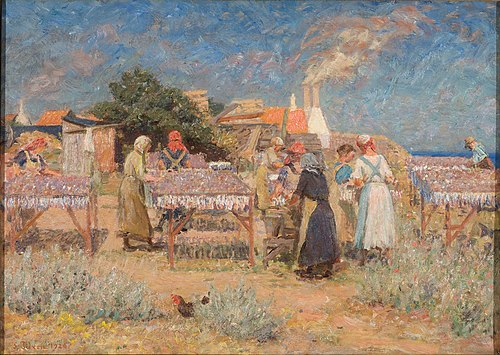 Sun drying herrings, 1926, Laurits Tuxen