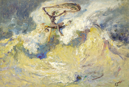 Unruly sea with a water nymph., 1900, Laurits Tuxen