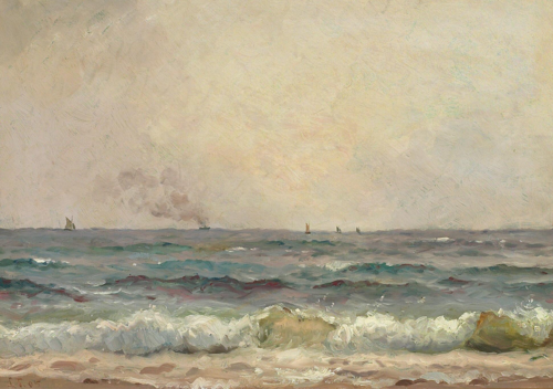 Fishing boats near Skagen., 1905, Laurits Tuxen