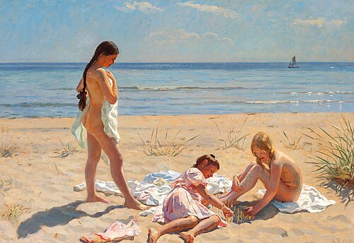 Summer day at the beach of Skagen, 1907, Laurits Tuxen