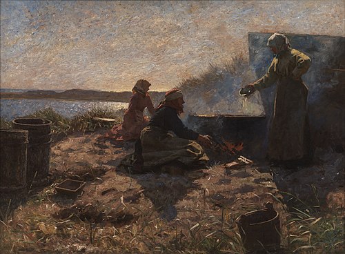Boiling Train Oil at Nymindegab, Jutland, 1881, Laurits Tuxen