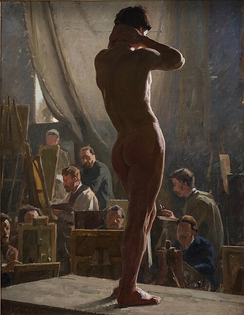 Male Nude in the Studio of Bonnat, 1877, Laurits Tuxen