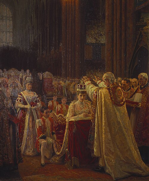 The Coronation of King Edward VII; the Crowning of Queen Alexandra, 1904, Laurits Tuxen