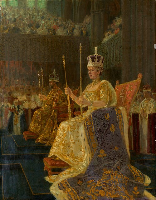 The Coronation of King George V: King George V and Queen Mary Enthroned, 1912, Laurits Tuxen