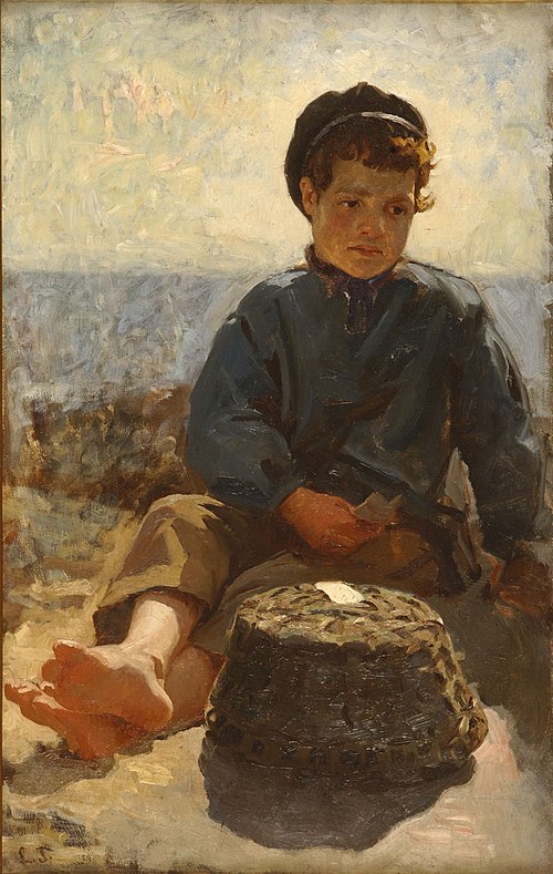 Fisher Boy Sitting, St Malo, 1870, Laurits Tuxen