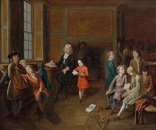 Lesson at the vicarage, 1720, Joseph Van Aken