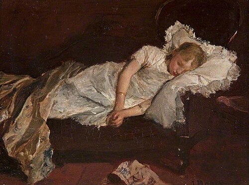 A Girl Asleep on a Sofa, 1880, Jacob Maris