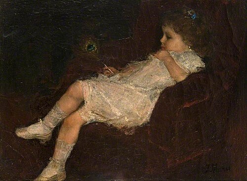 Girl with a Peacock Feather, 1879, Jacob Maris