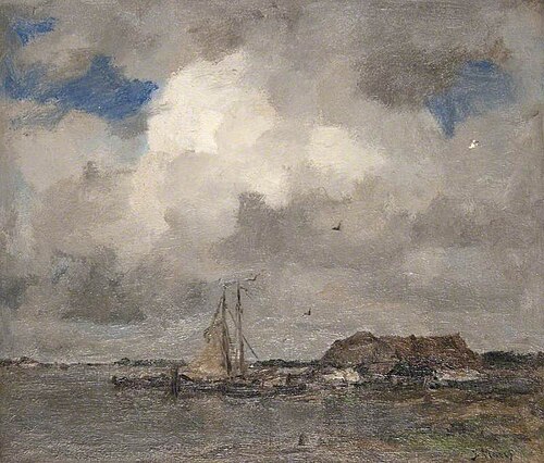 River Scene with a Storm Cloud, 1888, Jacob Maris