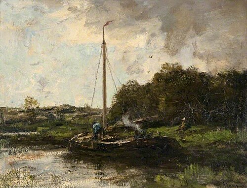 A Quiet Berth, Morning Glow, 1880, Jacob Maris