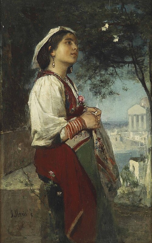 A young Italian beauty with butterflies, 1867, Jacob Maris
