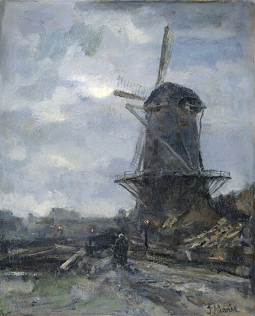 Windmill by moonlight, 1899, Jacob Maris