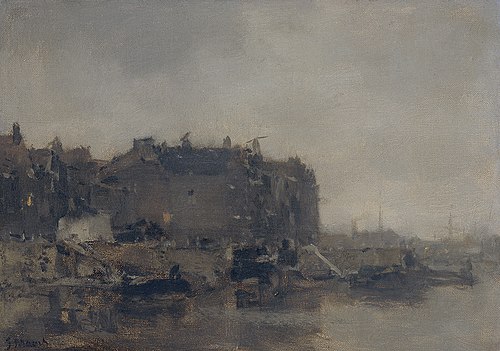 Houses on the Prins Hendrikkade, Amsterdam, on a Misty Day, 1899, Jacob Maris