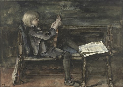 Portrait de Willem Matthijs Maris, avec un violon, 1850, Jacob Maris